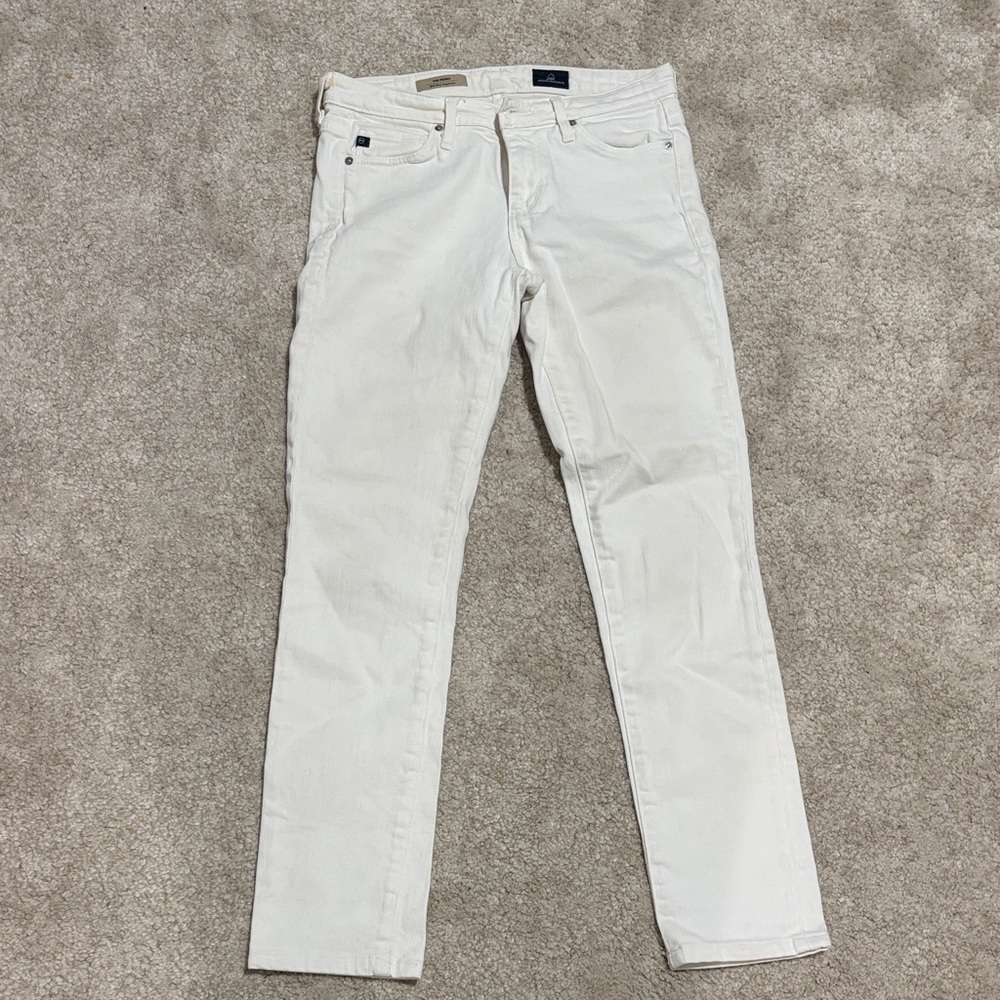 AG Adriano Goldschmied Women's White Cigarette Jeans